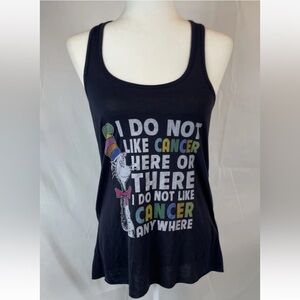 New Dr Seuss Women's Size M Graphic Tank Top  "I Do Not Like Cancer"  NWOT Navy‎